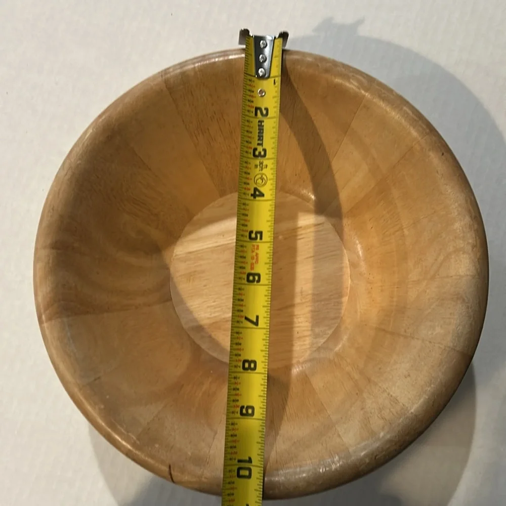 373A) Vintage Wooden Bowl EUC Light Stain 10”
